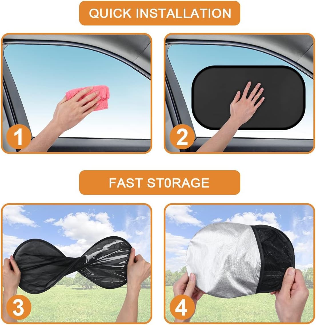 Detalle de URAQT Parasole Auto Bambini, 2 Pezzi Oscuranti per Vetri Auto – Protezione UV e Comfort Daylight