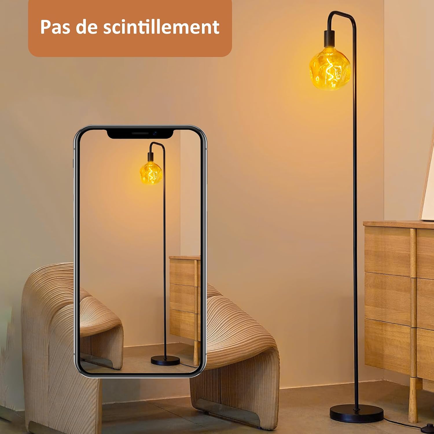 Detalle de KANQIAO G125-3W-1P-HPS-1 E27-ledlamp, 3 W, amber en dimbaar