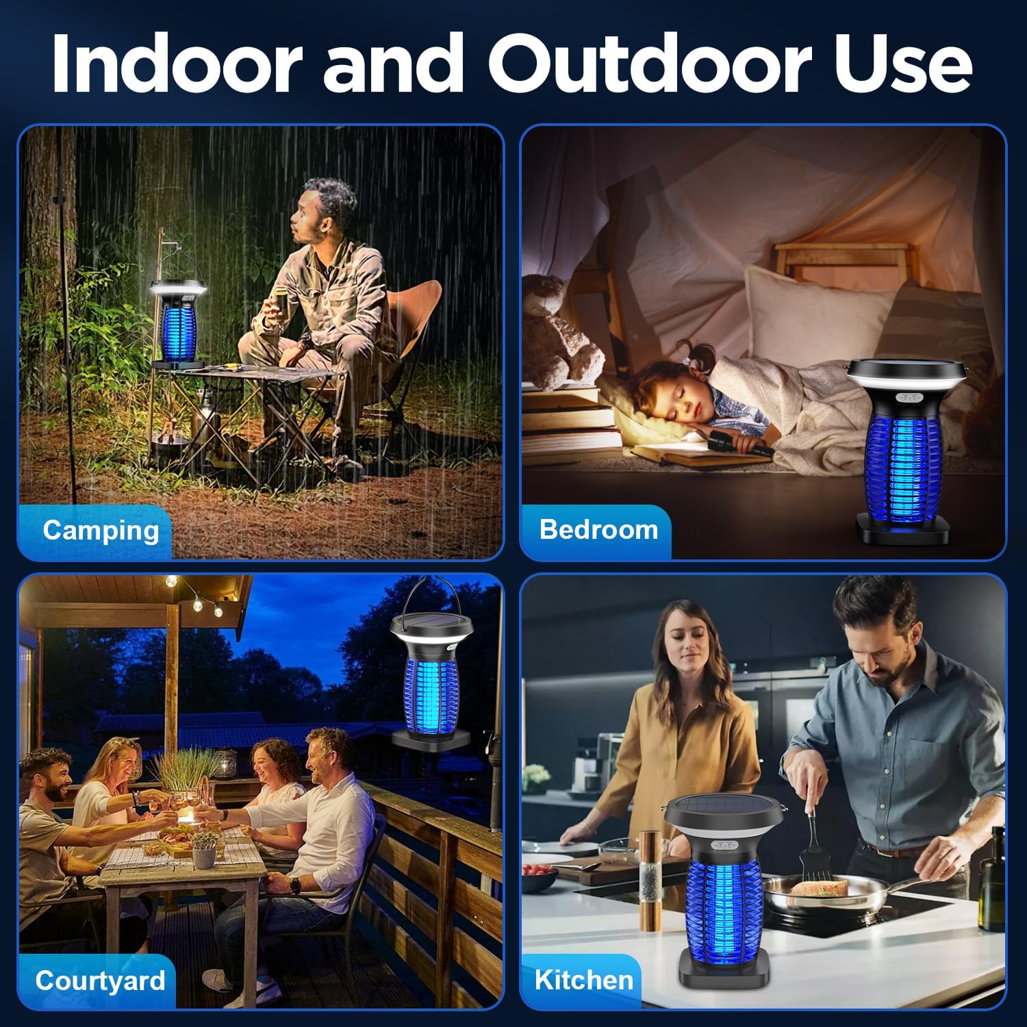 Thumbnail 6 de Solar Bug Zapper Outdoor Waterproof, Portable & Rechargeable: 3-in-1 Mosquito Killer Lamp