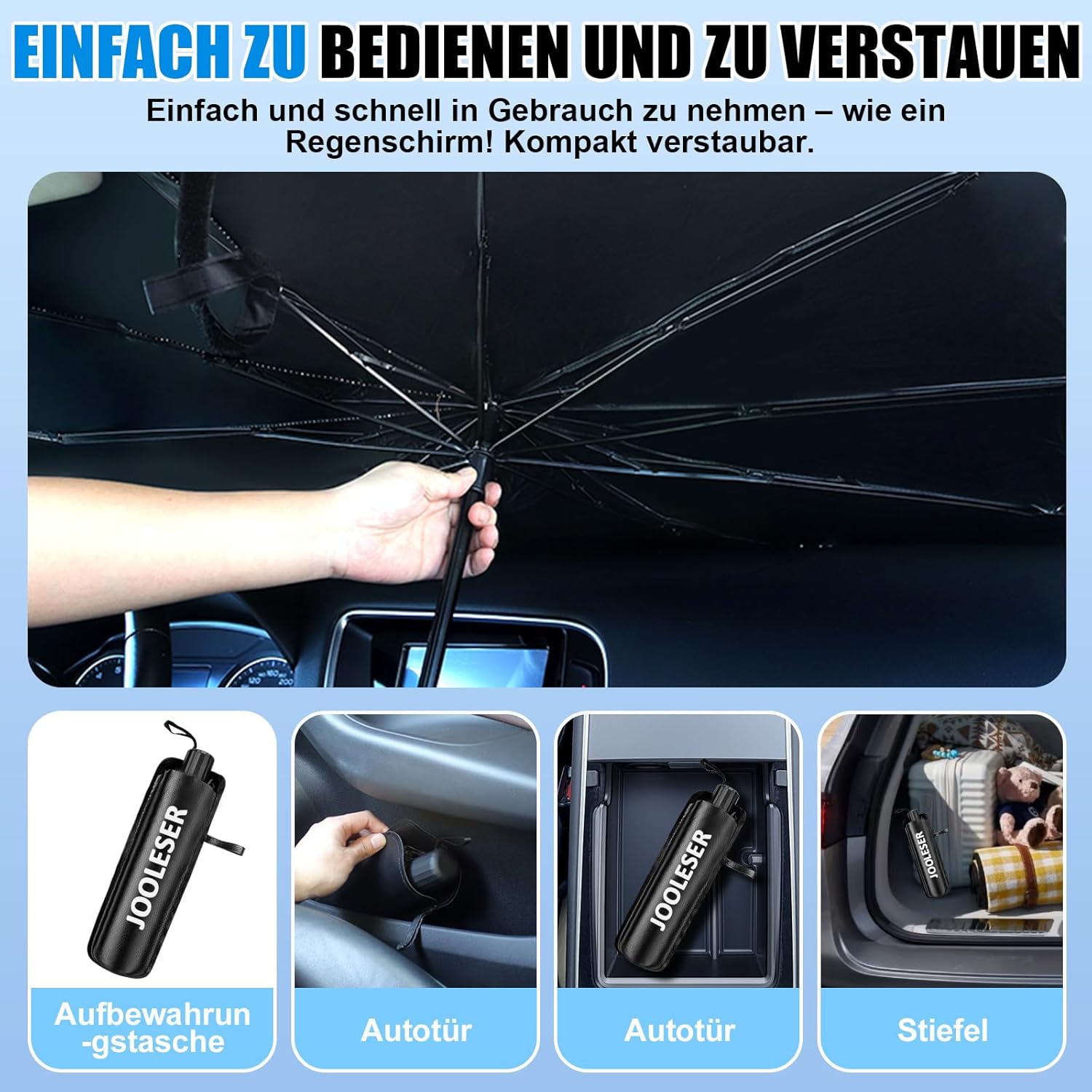 Detalle de JOOLESER Sonnenschutz Auto Frontscheibe Innen – Reflektierend, faltbar, 2026er UV-Schutz