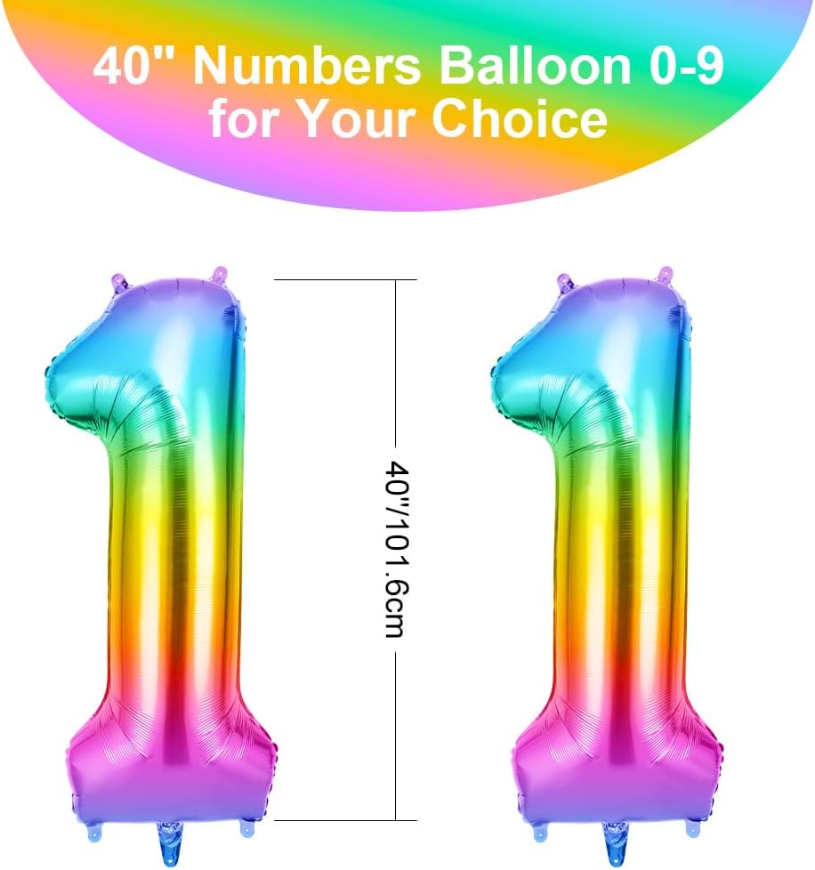 Thumbnail 1 de OFFCUP 40 Inch Number 11 Foil Balloon (Self Inflating) – Large Decoration for Parties