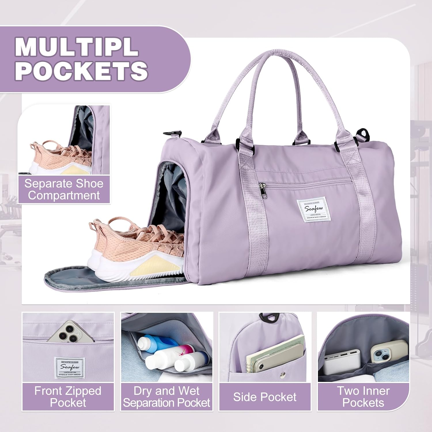 Detalle 2 de WEPLAN Sports Gym Bag 46cm waterproof