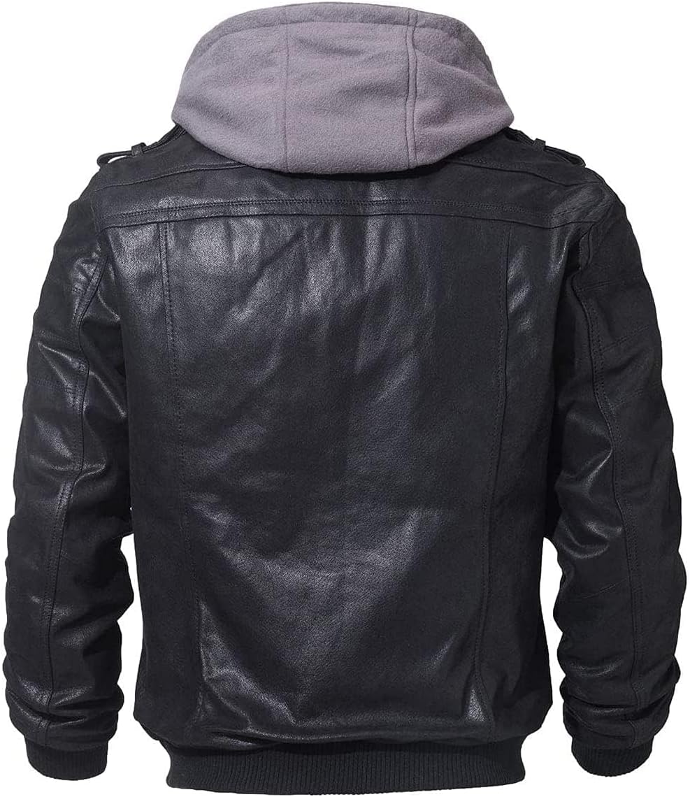 Thumbnail 1 de FLAVOR Blouson homme en cuir véritable avec capuche amovible