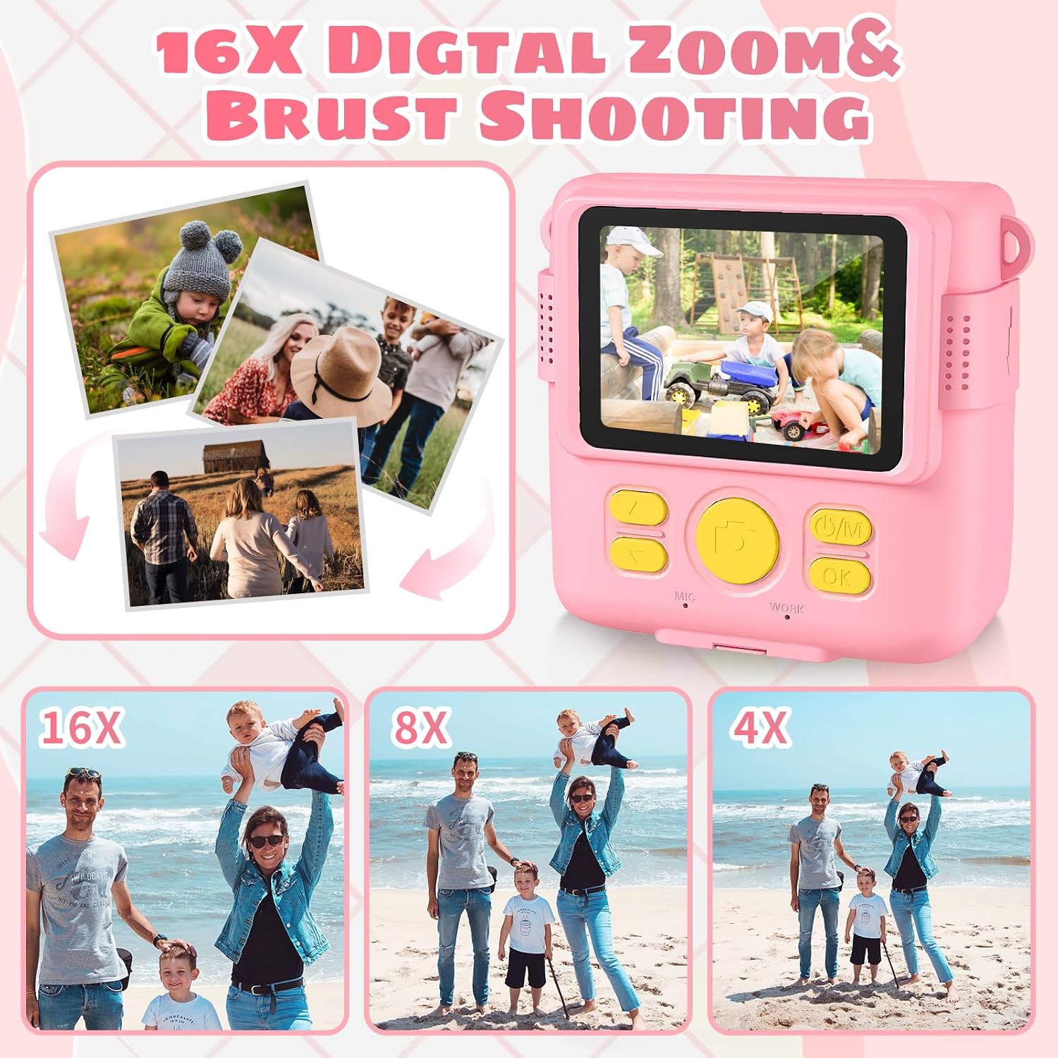Thumbnail 5 de Kids Instant Print Camera 1080P with 32GB card
