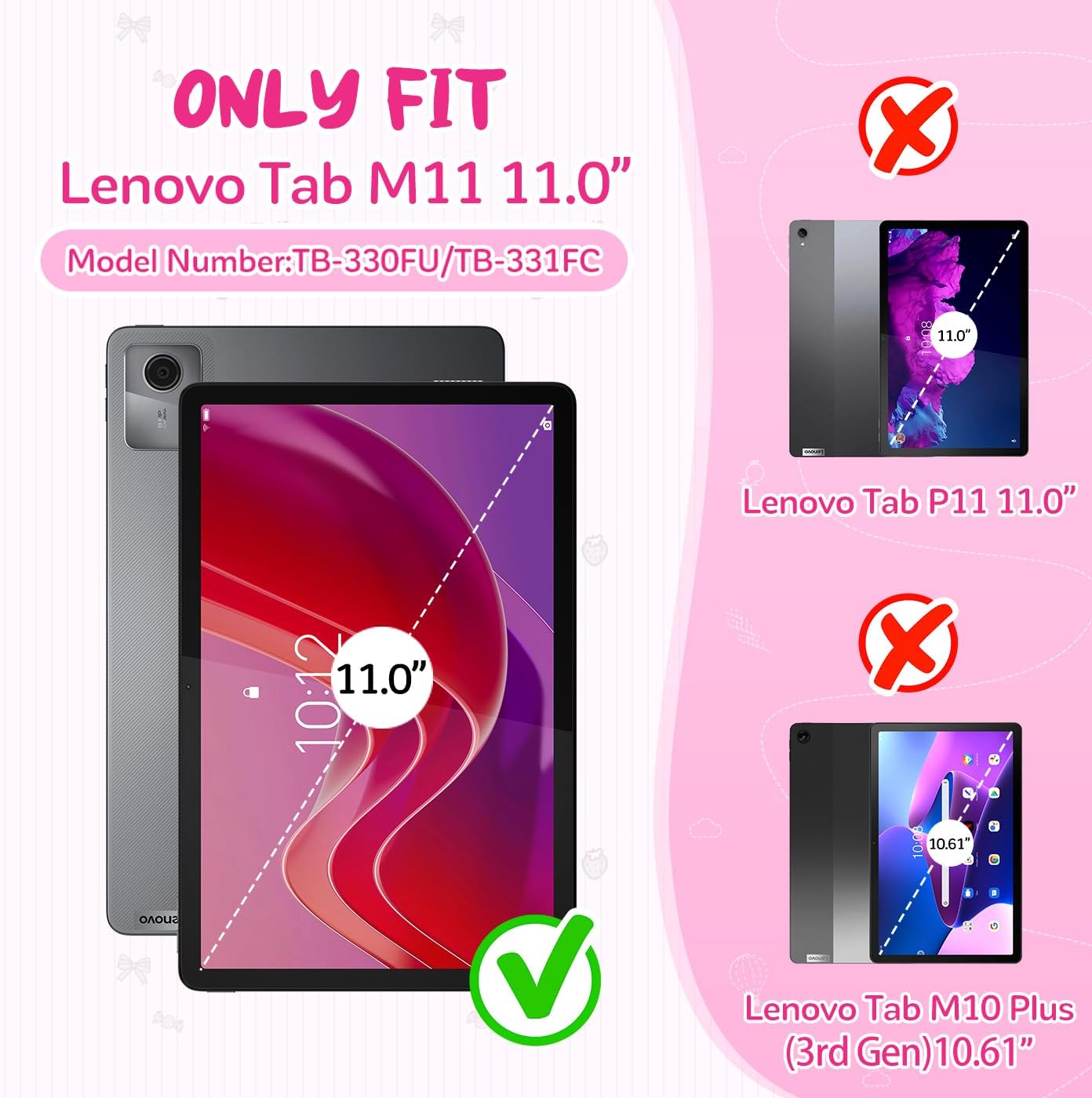 Detalle 2 de RollinCase Lenovo Tab M11 Hülle Magenta 11 Zoll