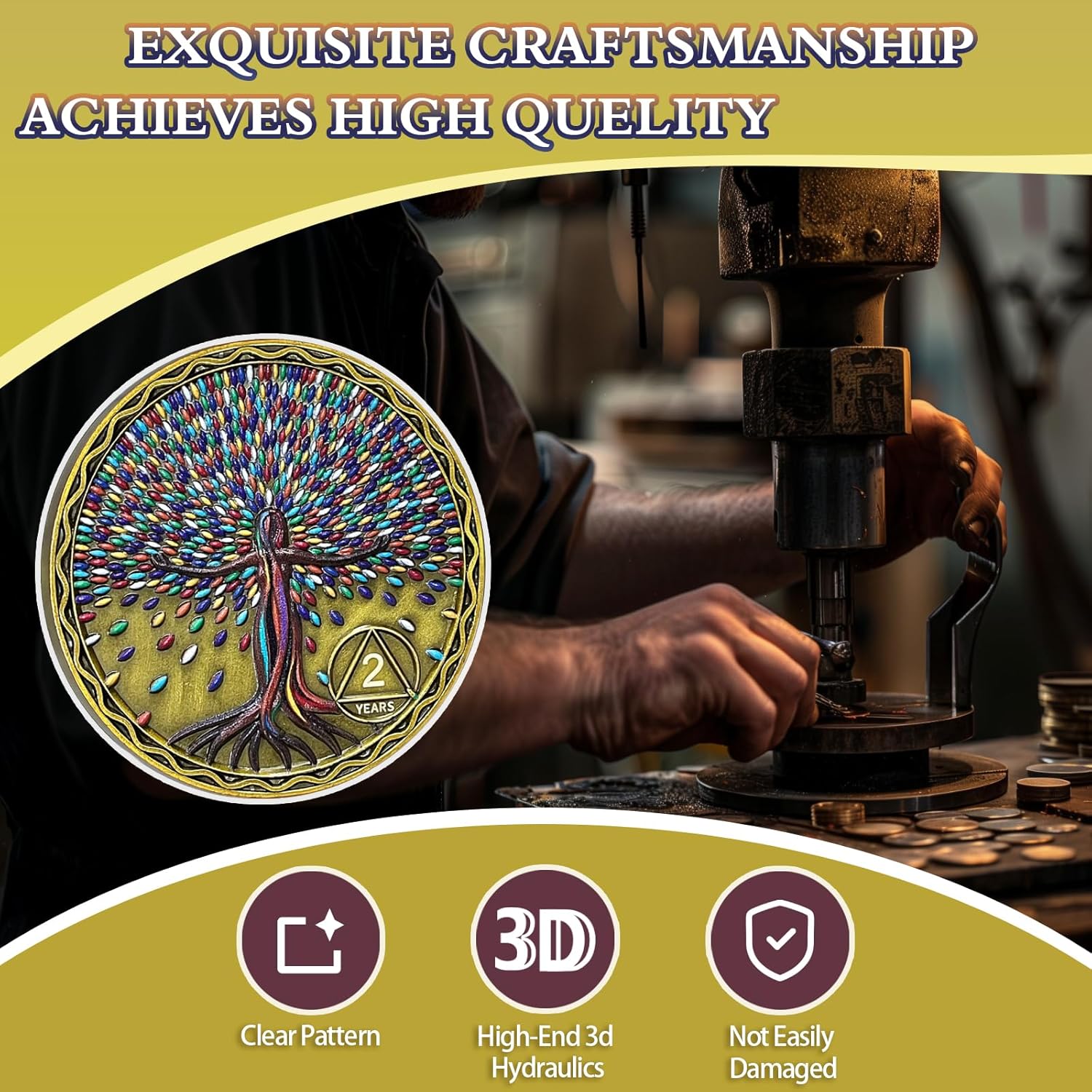 Thumbnail 3 de AtSKnSK Colorful Tree of Life 8 Year Sobriety Coin (AA Chip & Medallion with Token Capsule)