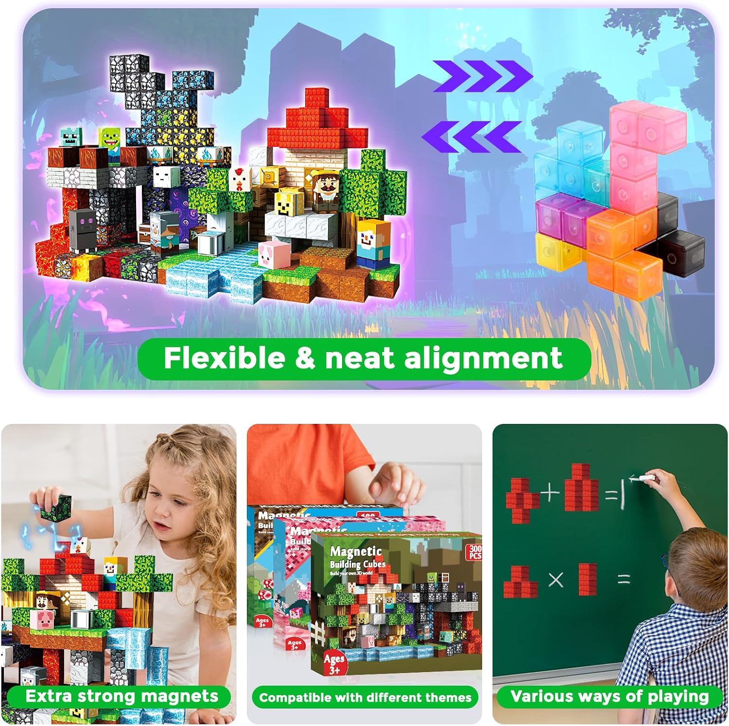 Thumbnail 5 de 300 PCS 0.8in Magnetic Blocks – Portal Theme Magnetic Building Blocks for Kids aged 3+