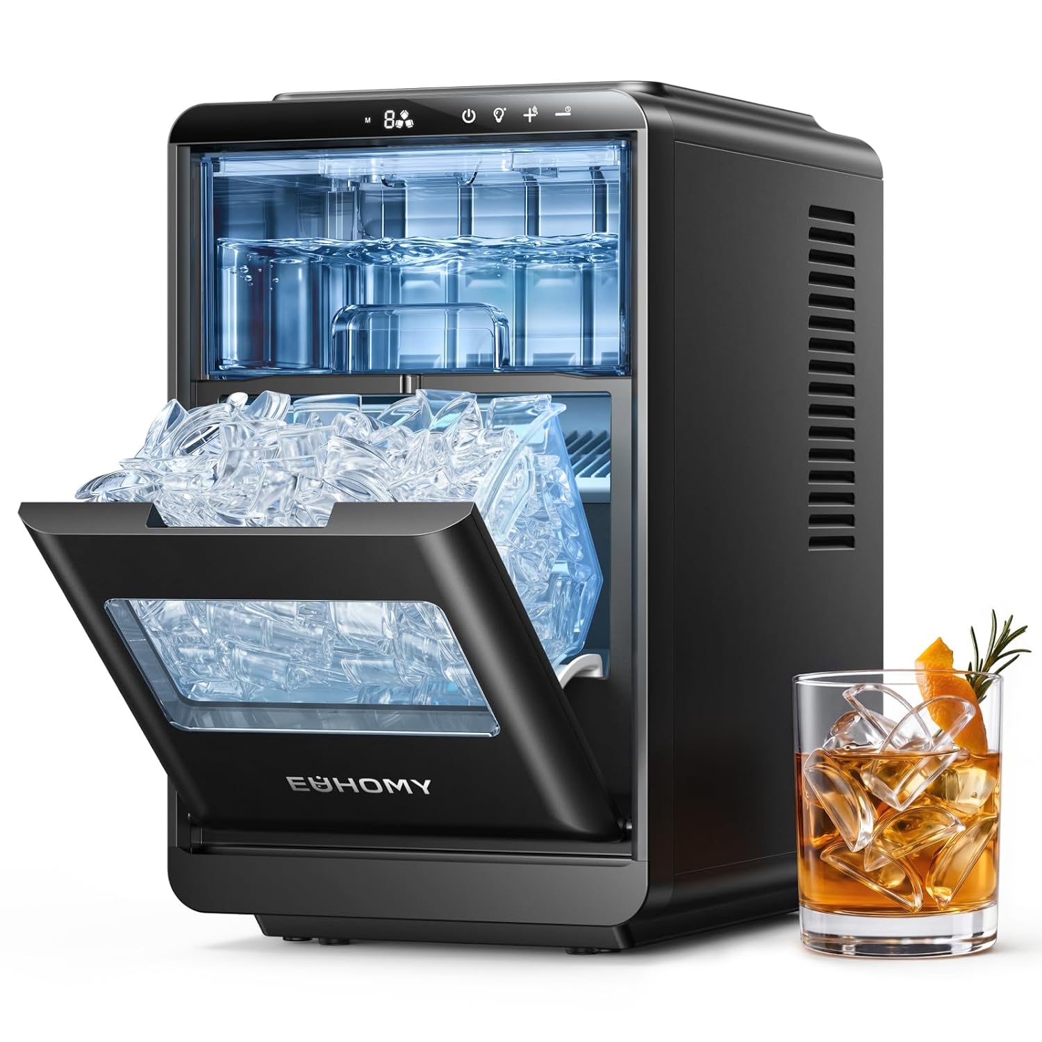 Detalle de EUHOMY IM018-LBS-USEH Crescent Ice Maker, 16 Cubes in 12 Minutes, Adjustable Thickness