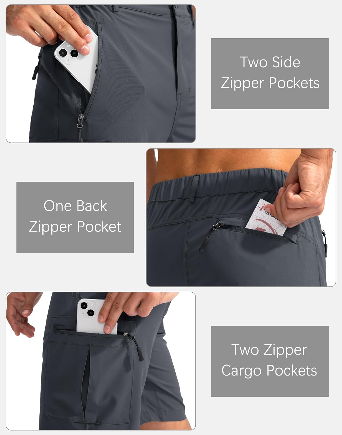Thumbnail 4 de Pudolla Men's Hiking Cargo Shorts 9" Lightweight Outdoor Shorts