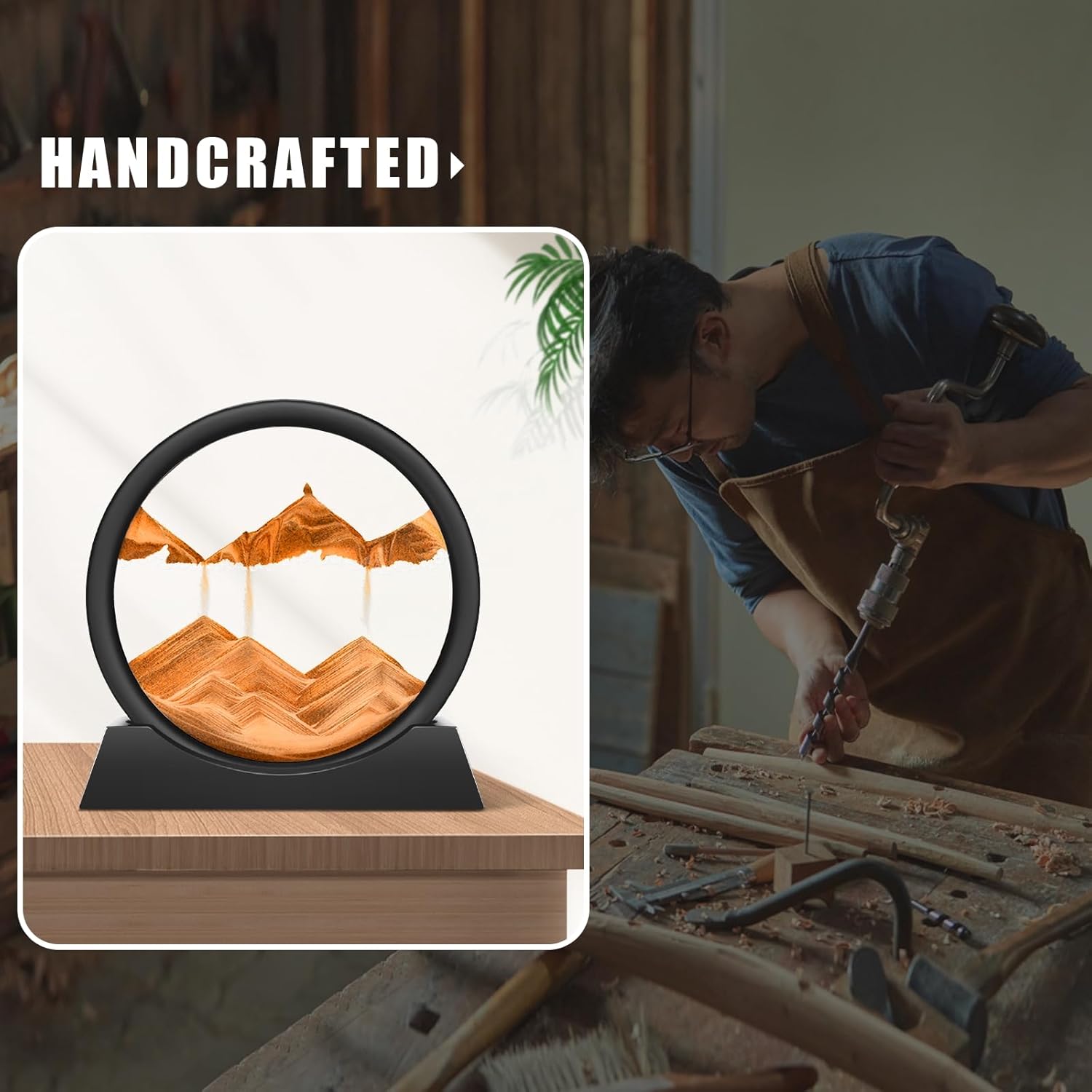 Thumbnail 3 de Wai Danie Cuadro de Arena 3D Sandscape Dorado 7" 🌟