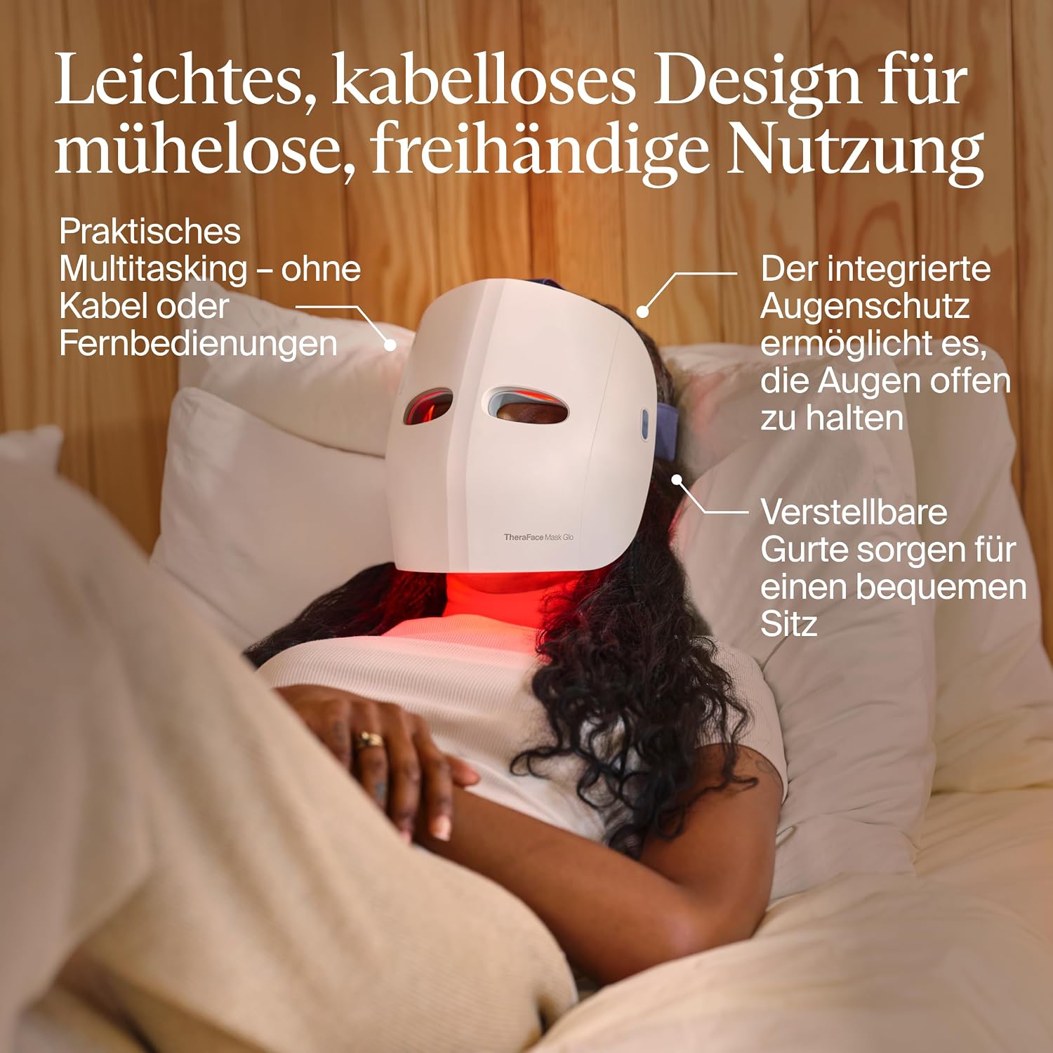 Detalle 2 de Therabody Mask Glo LED-gesichtsmaske mit Rot-, Blau- & Infrarotlicht sowie Vibrationsmassage