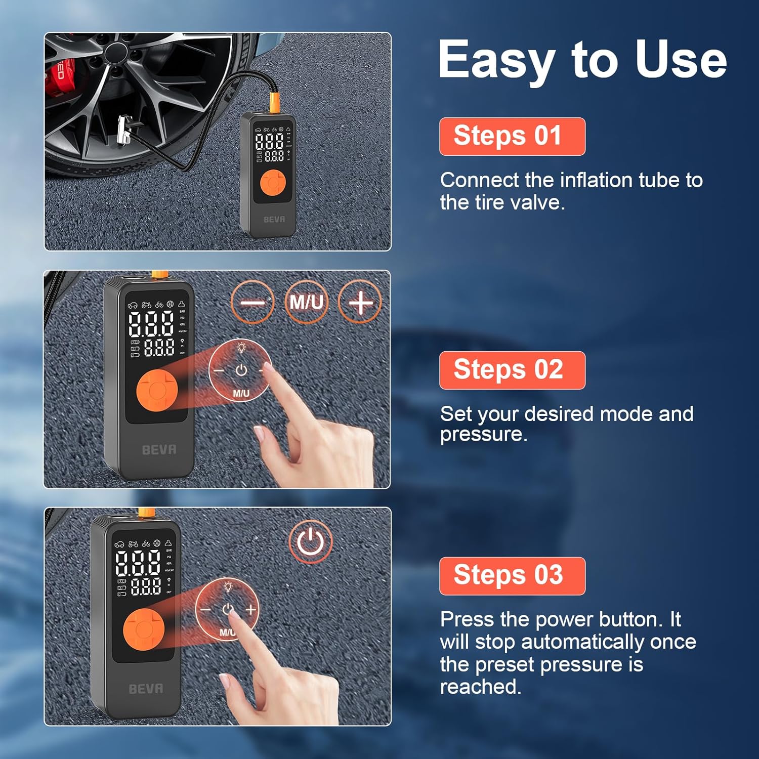 Thumbnail 6 de BEVA Tire Inflator 150 PSI cordless pump