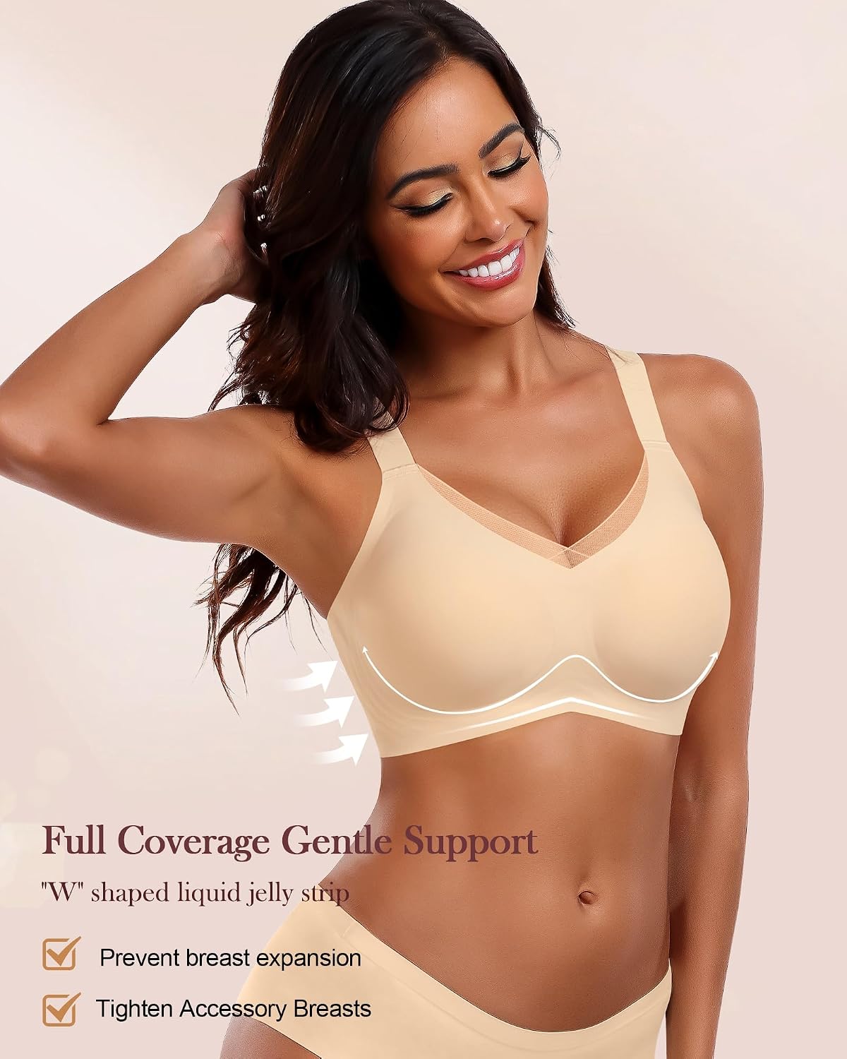 Detalle de HORISUN BH ohne Bügel – Komfort Nahtloser Push-Up Bralette mit starkem Halt für Große Brüste