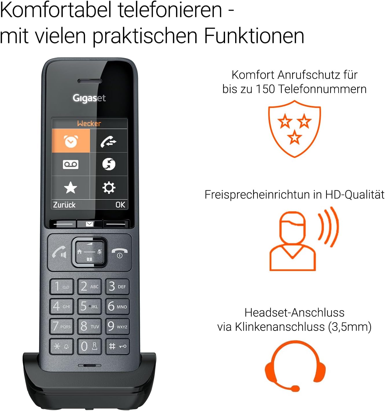 Detalle 2 de Gigaset Comfort 520HX Duo – 2 DECT-Mobilteile mit Ladeschale (ohne Basis), titan-schwarz