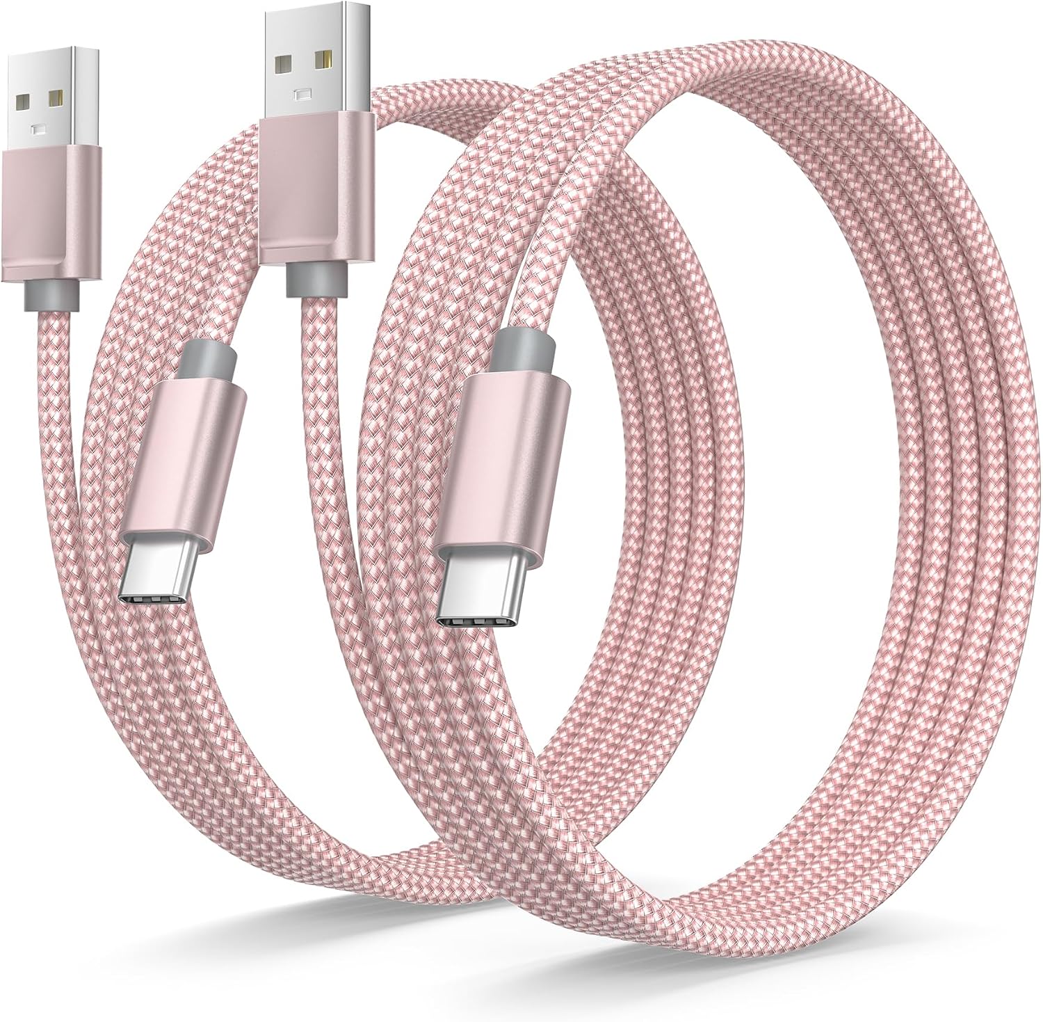 Detalle de Basesailor NLUSBATOCC USB-C Charging Cable, 6.6 ft, 2-Pack, Pink