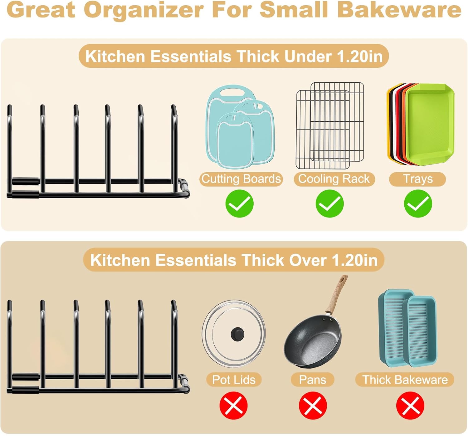 Thumbnail 3 de Fikoksol Cutting Board Organizer and Baking Sheet Rack (2-Pack)