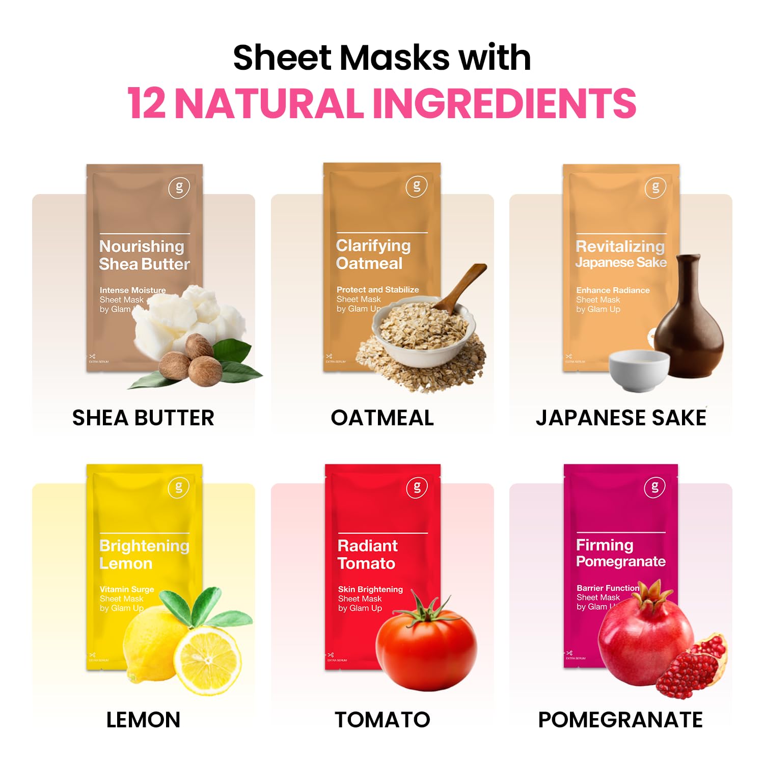 Thumbnail 4 de Glam Up Korean Facial Sheet Mask 12 Pack Hydration