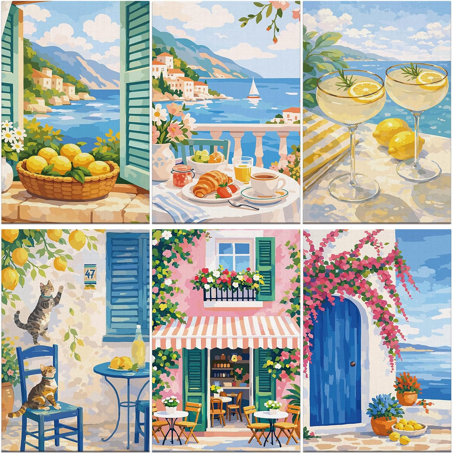 Detalle de Kaieteur 6 Pack Painting by Number Kits for Adults and Beginners (20x30cm)