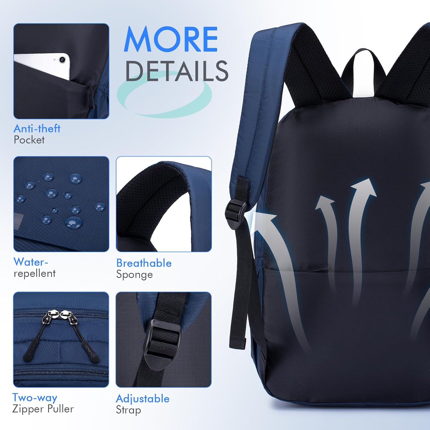 Detalle de BAGZY 40x30x15cm Underseat Cabin Bag: Lightweight, Waterproof Under-Seat Luggage