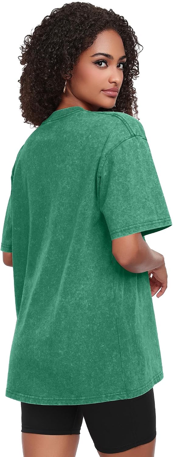 Thumbnail 6 de ADOREJOY Oversized Women's Short Sleeve Crew Neck T-Shirts (Vintage Washed, Loose Fit) - 2026