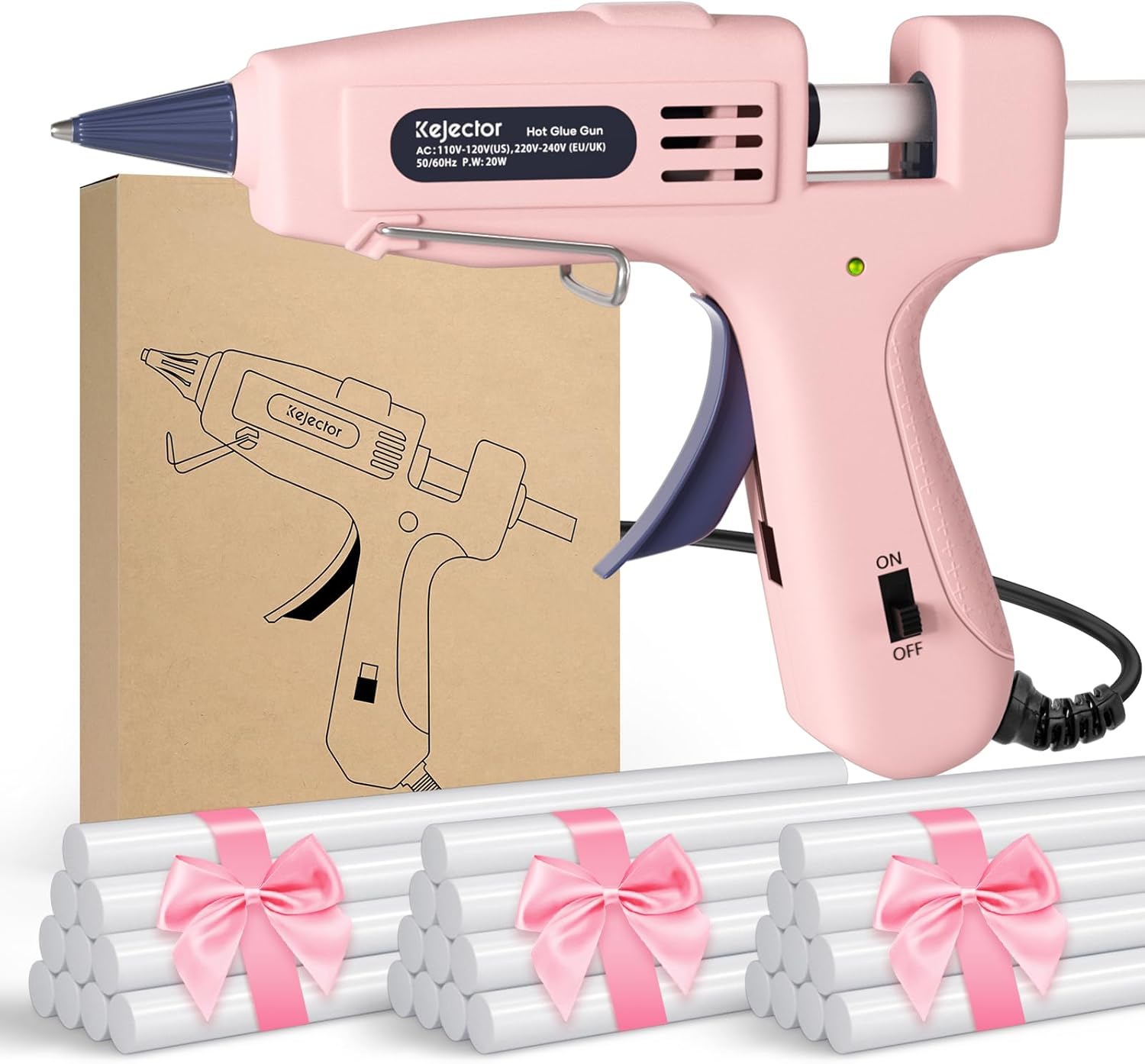 Fireproof mini 20W hot glue gun kit with 30 glue sticks (130 x 7 mm) – fast heating, anti-drip nozzle