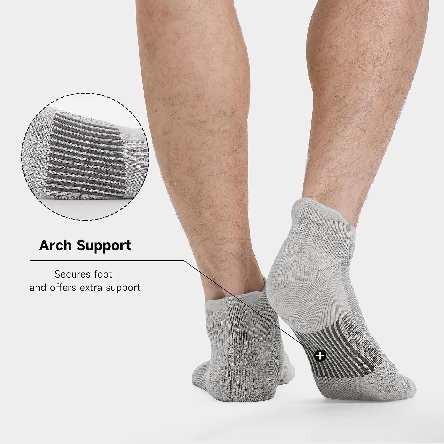 Detalle 2 de BAMBOO COOL Men's Athletic Ankle Socks, Cushioned 8-Pack with Arch Support