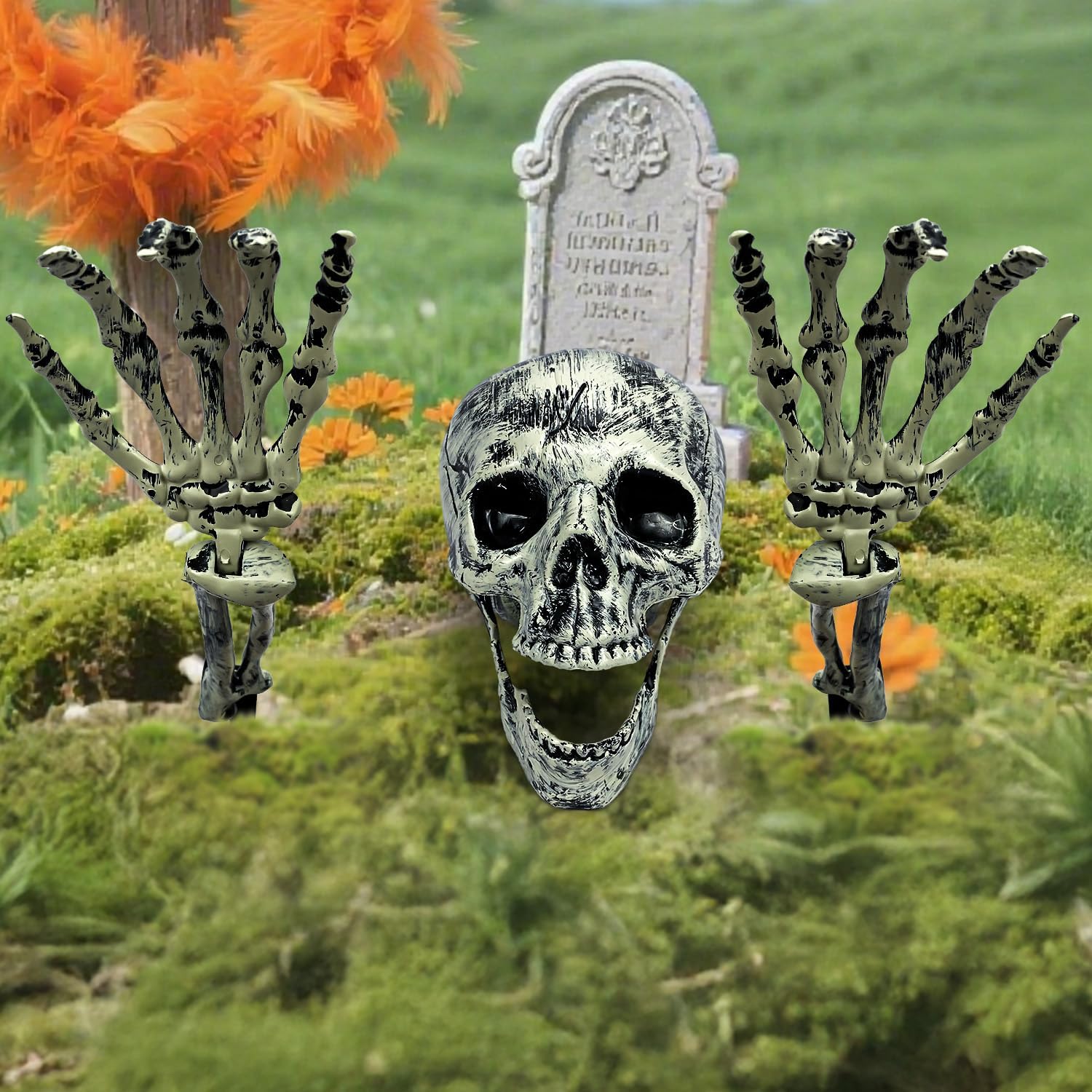 Detalle de GGAQHLK skull-B-3p Halloween Skeleton Stakes, 3-Piece Plastic Set