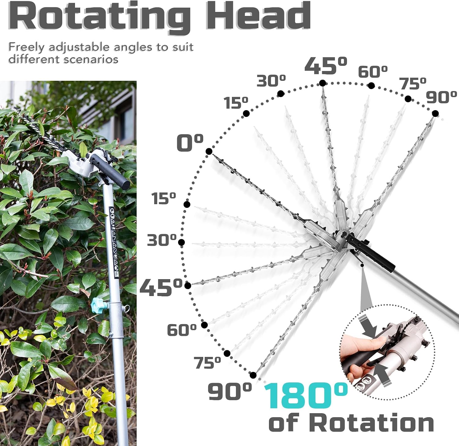 Detalle de Bluemars Heavy Duty 1010W Pole Hedge Trimmer with 2.6m Reach
