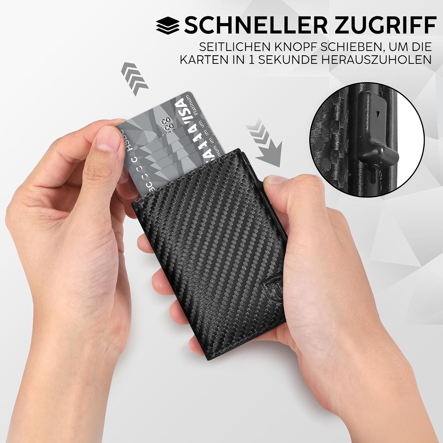 Detalle de TENBST Geldbörse Herren | Slim Wallet mit Pop-up Kartenfach, Münzfach und RFID-Schutz