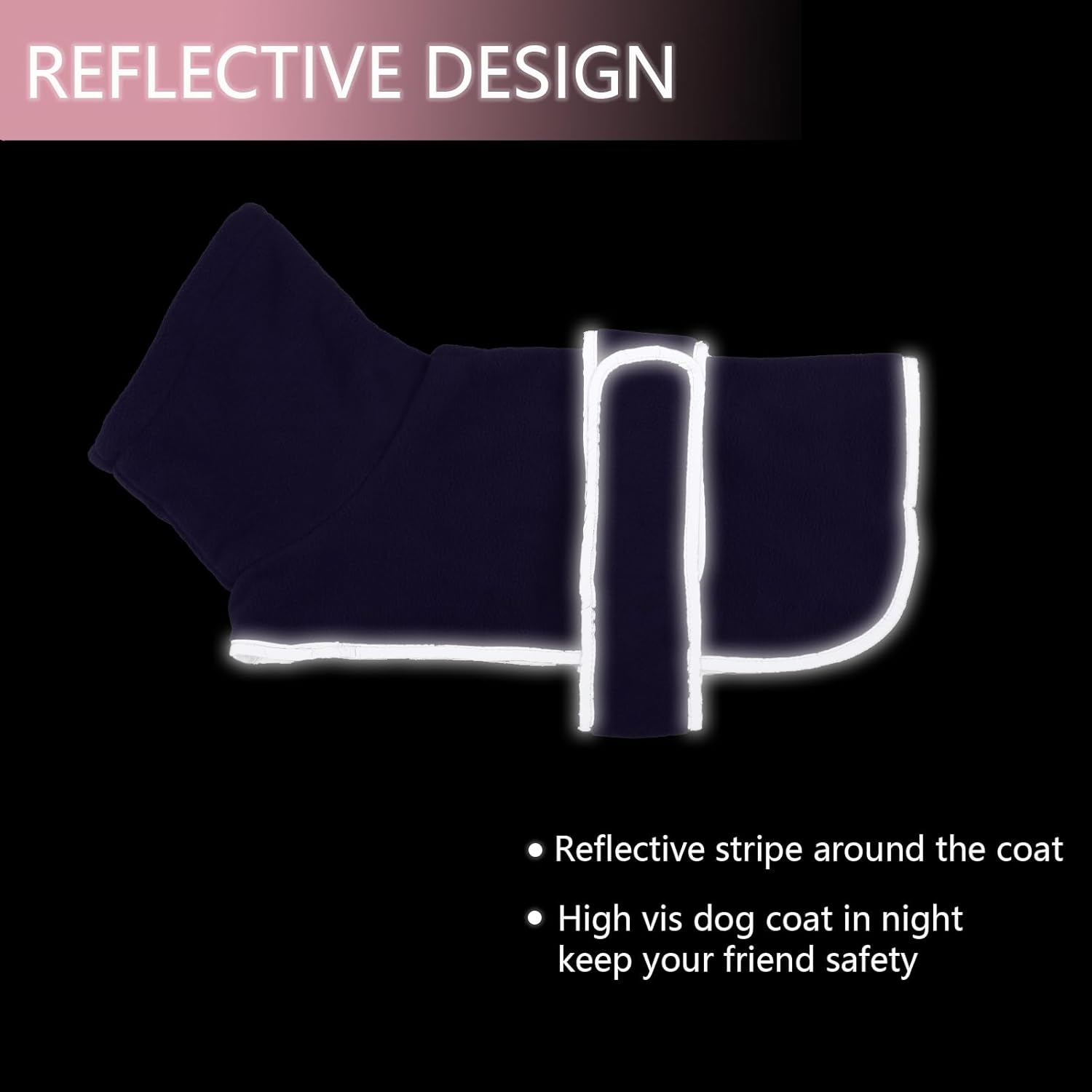 Thumbnail 5 de Morezi Dachshund Fleece Winter Coat (Purple) for Sausage Dogs with Hook-and-Loop & Safety Stripe