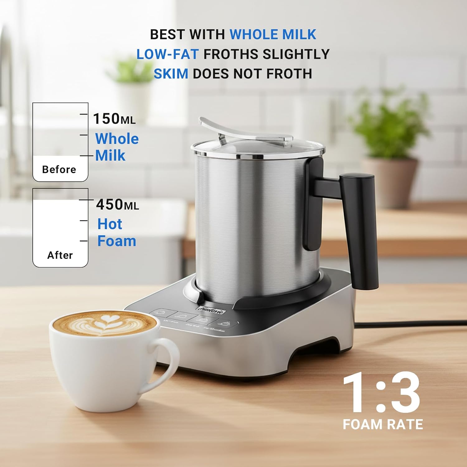 Detalle de FUNLAVIE Electric Milk Frother 400ml