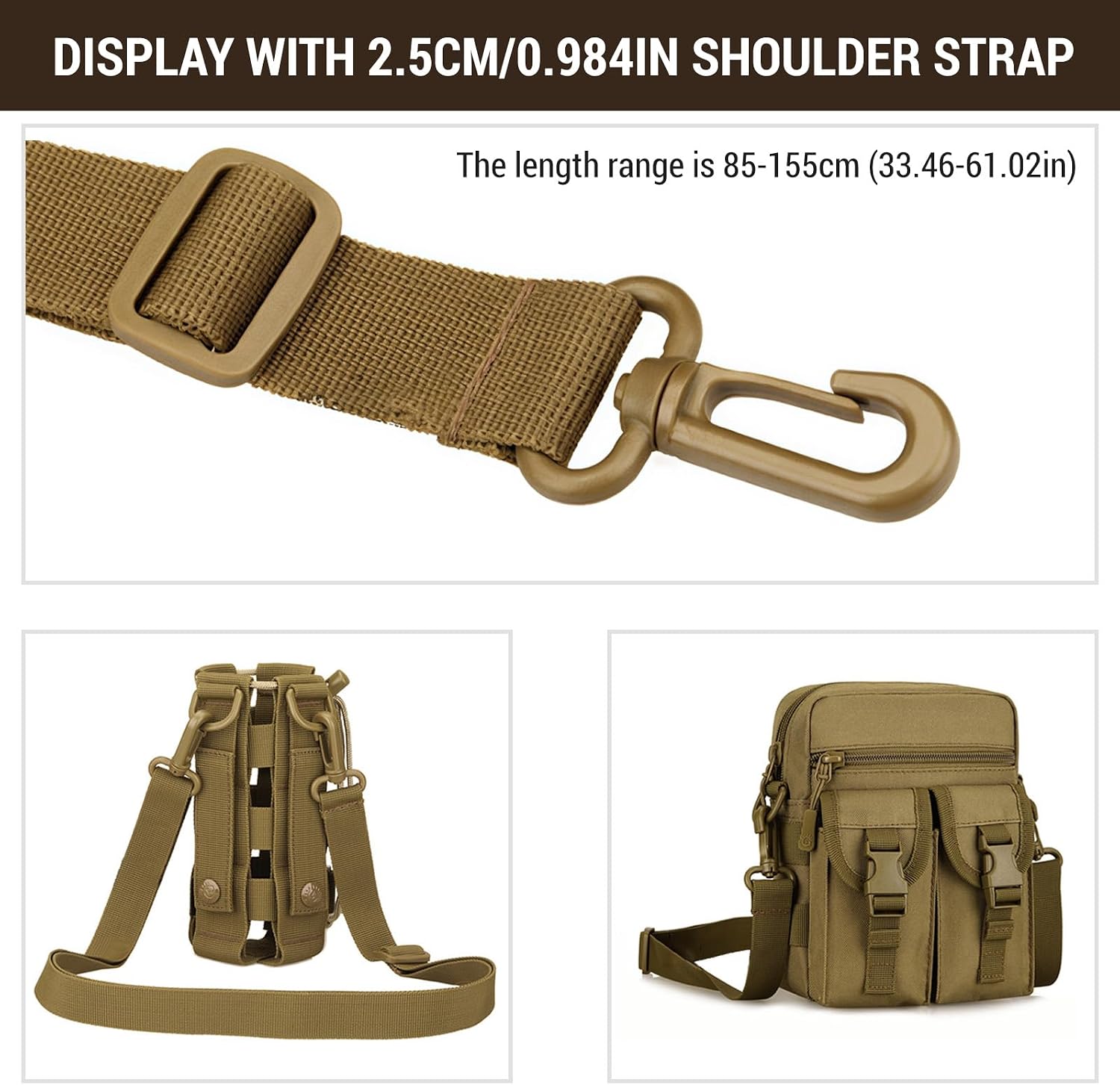 Thumbnail 2 de Schultergurt mit Karabiner – Verstellbarer Taschenriemen 155 cm, 3.8 cm Breite (Grün)