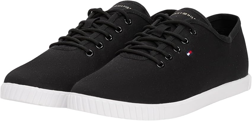 Detalle de Tommy Hilfiger Sneakers Mujer Canvas Lace Up 👟 Negra, 38