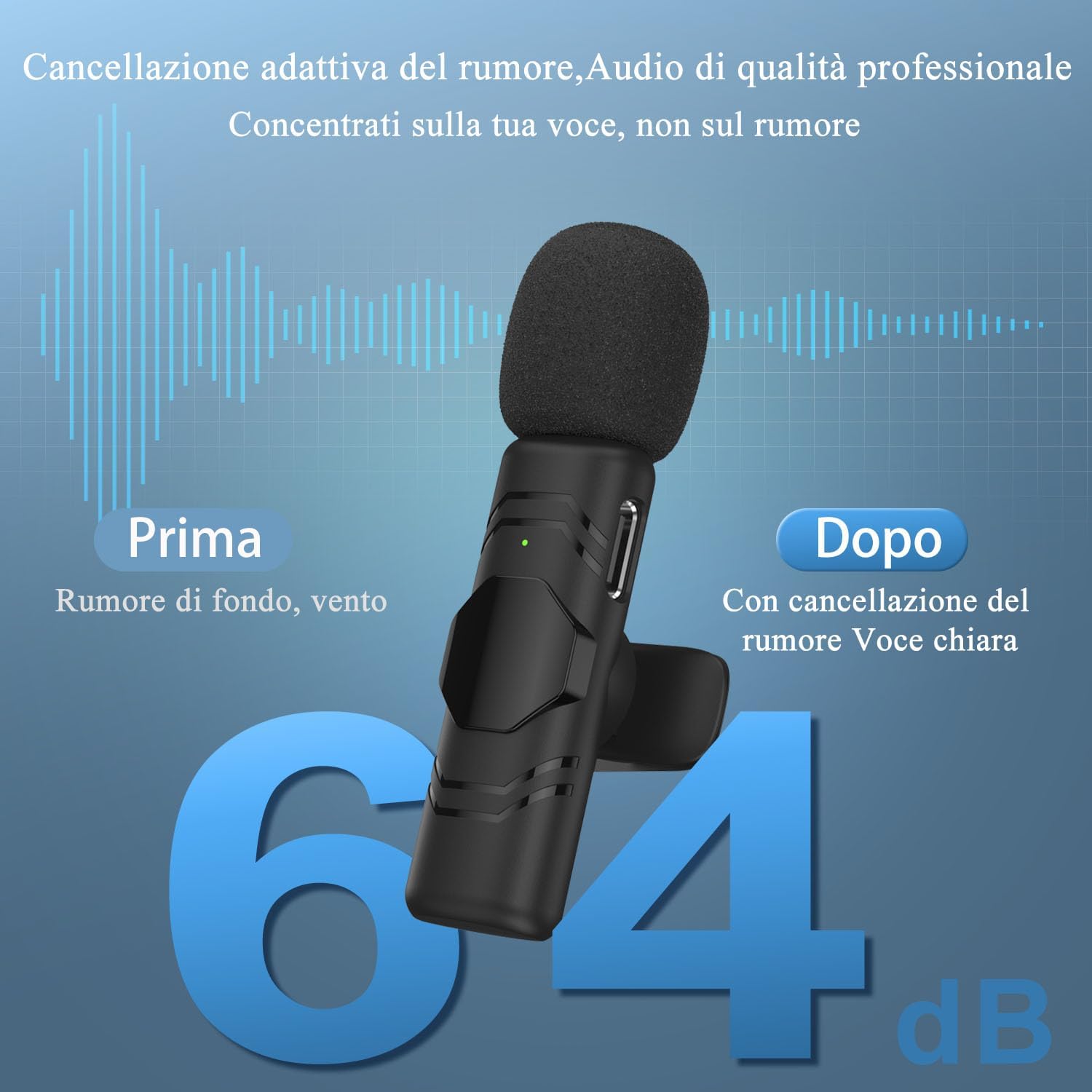 Thumbnail 1 de Microfono Lavalier Wireless 2 pezzi per smartphone e tablet