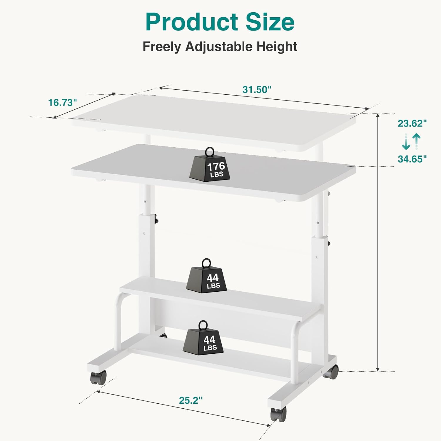 Detalle de OLIXIS Rolling Desk, Two-Tier Storage