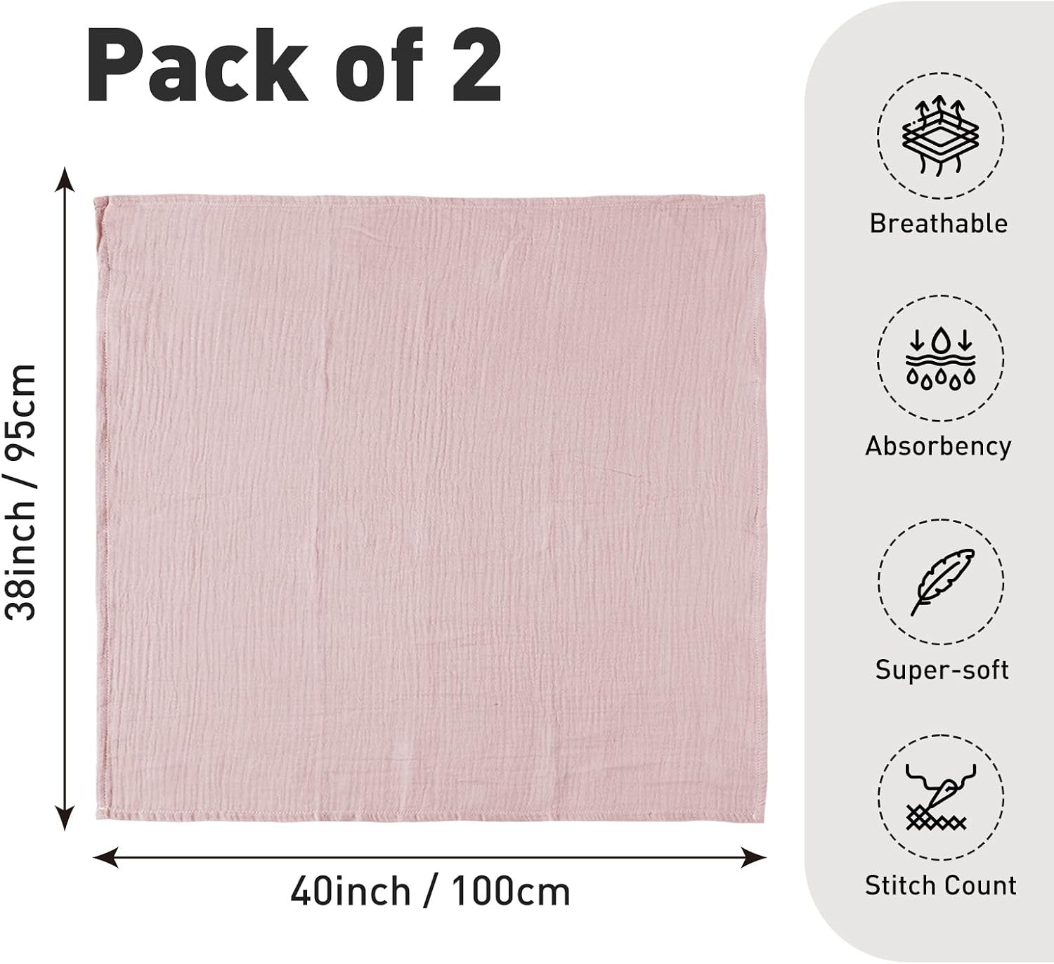Thumbnail 2 de GLLQUEN BABY muslin swaddle 2 pack 95x100cm