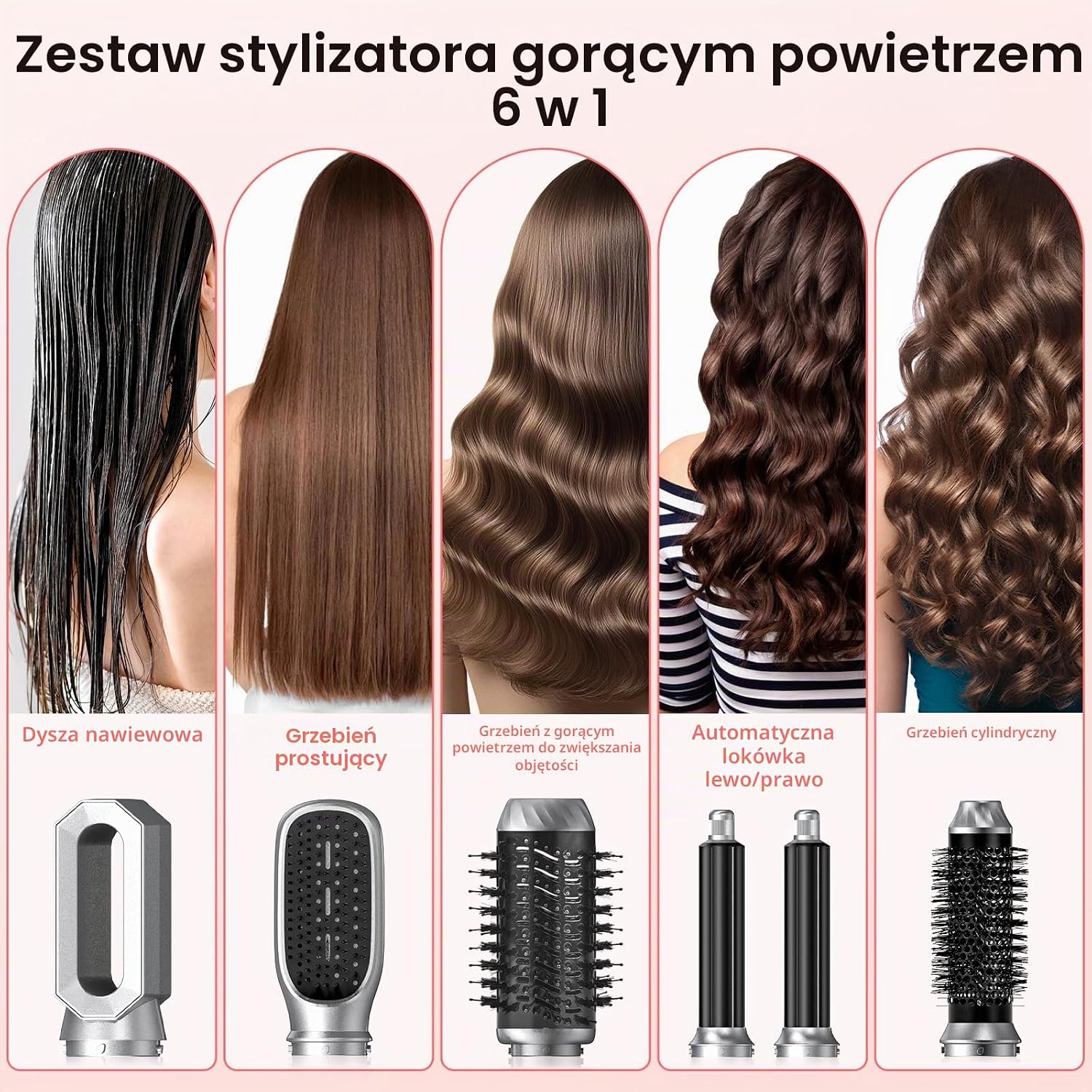 Detalle 2 de OHFAMO Multistyler – lokówka i suszarka jonowa 1000 W z wymiennymi końcówkami
