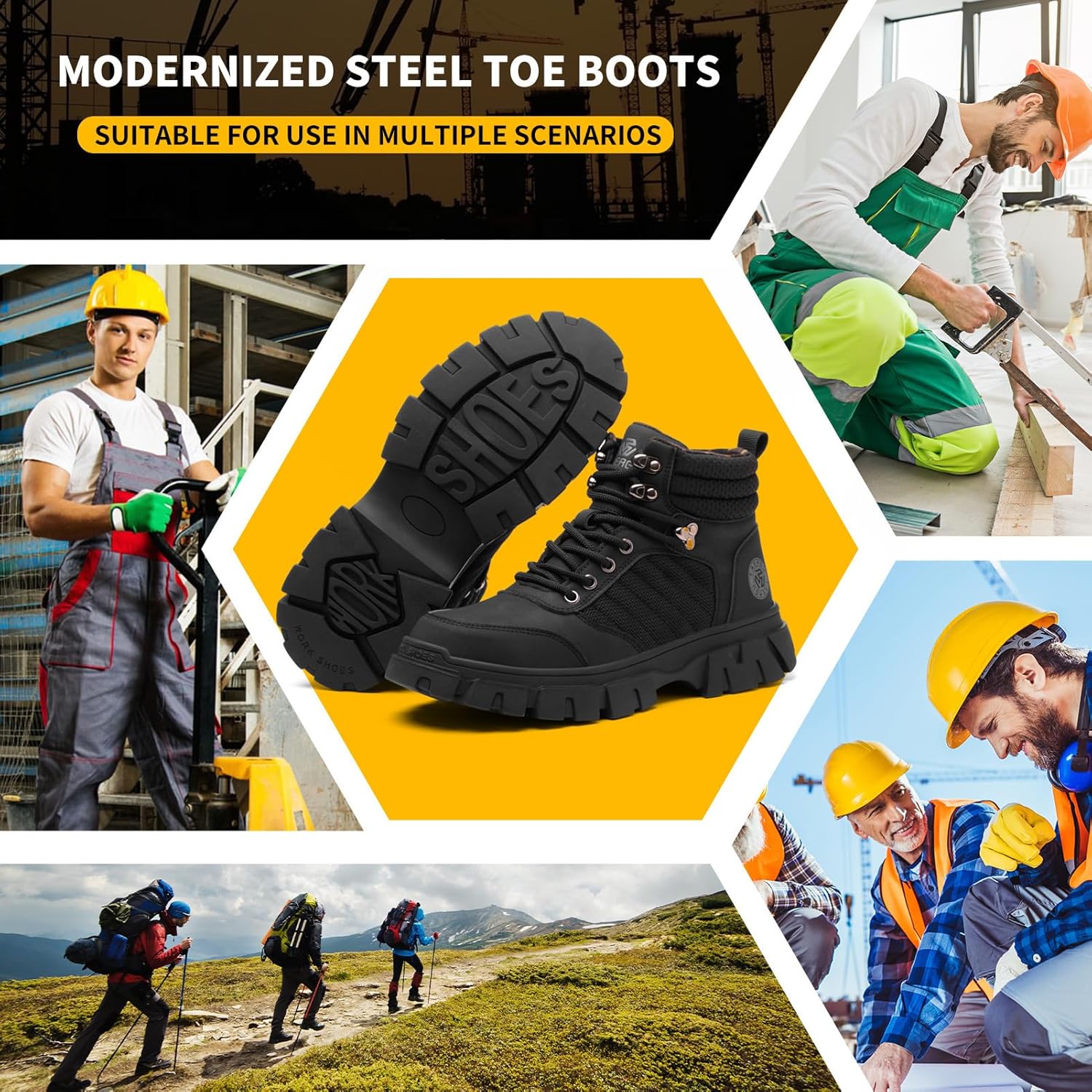Thumbnail 1 de KELODON 6 Inch Waterproof Steel Toe Work Boots