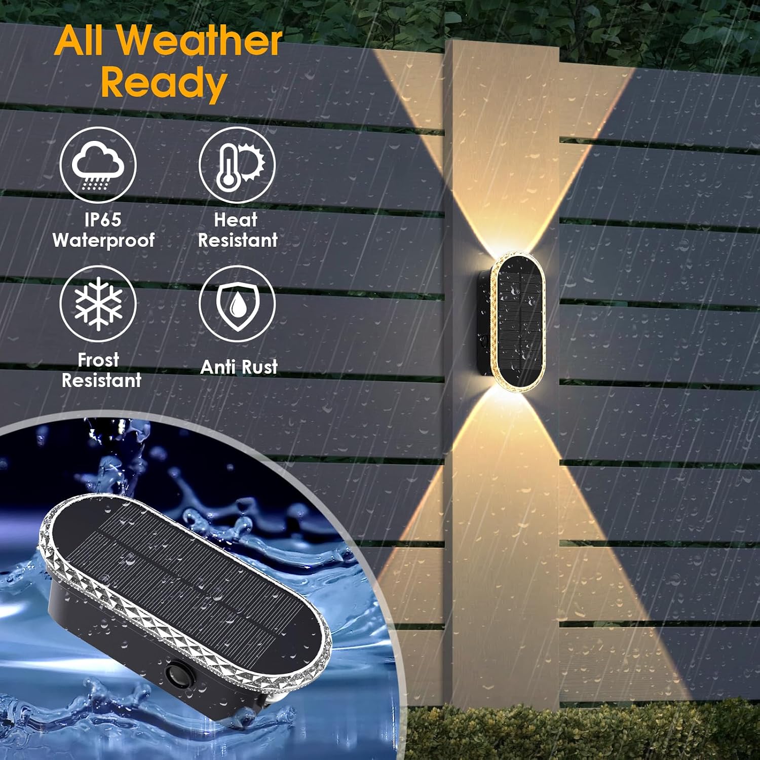 Detalle 2 de LIANGLOME Solar Fence Lights, 8-Pack