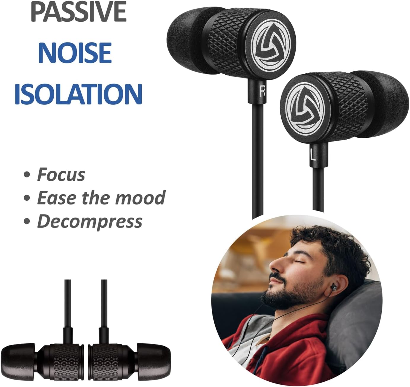 Detalle de Ludos Ultra USB-C Headphones (Magnetic USB-C Earbuds) in Black – wired earbuds with microphone and 5-year warranty