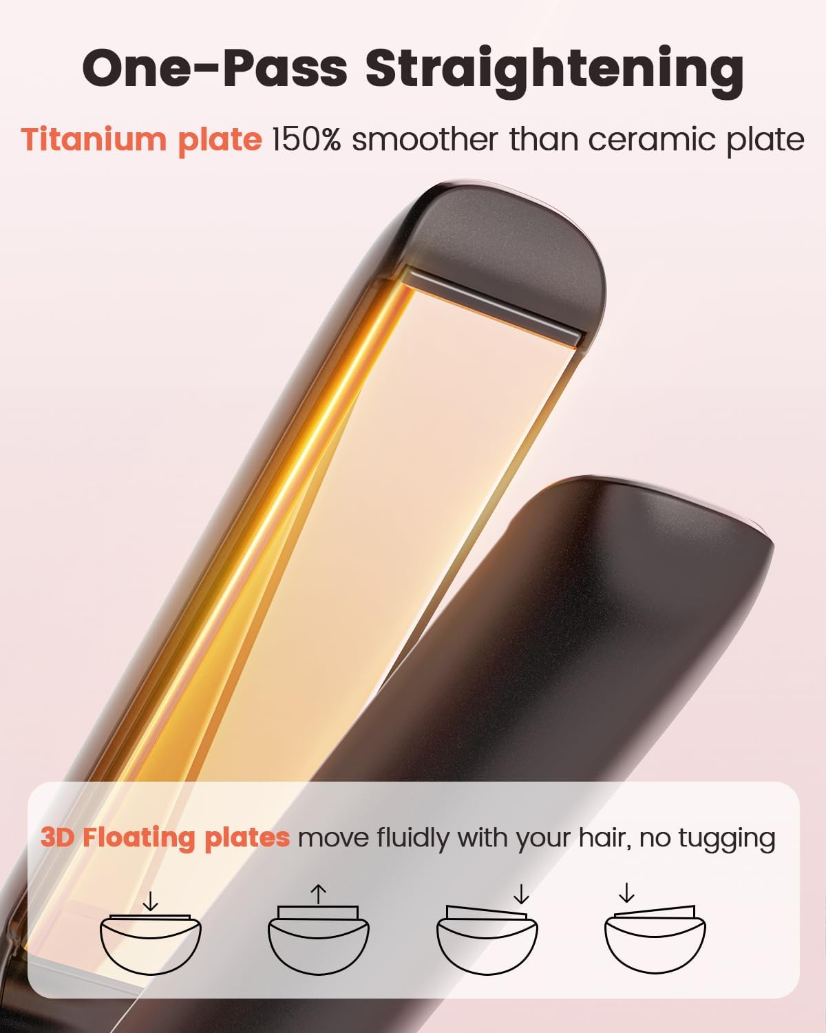 Detalle de Rosami Piastra per Capelli 2 in 1 in Titanio – Styling preciso, riscaldamento rapido e ionico