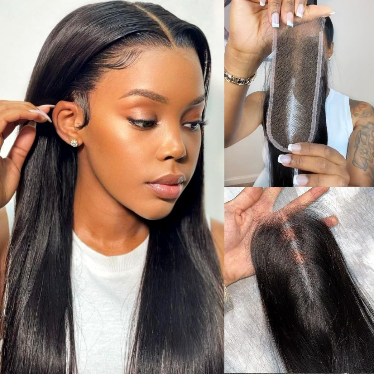 Detalle de Mnador 2x6 SKINLIKE HD Lace Closure (Deep Parting, Straight, 16in) Brazilian Virgin Human Hair