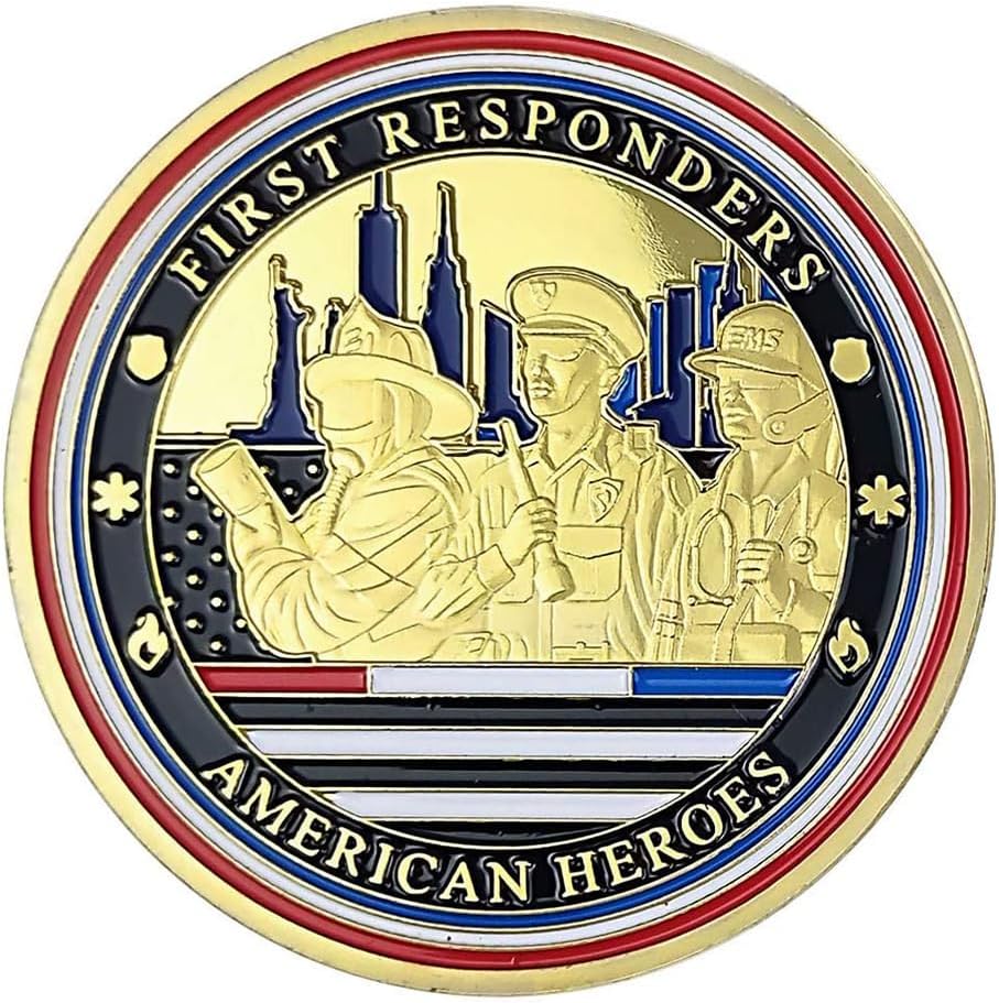 Detalle de Rumkou First Responders Challenge Coin, American EMS, Police & Firefighter Design