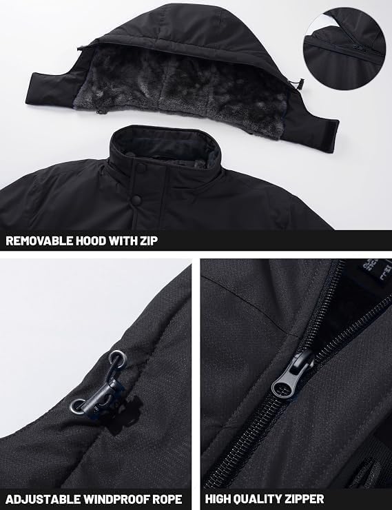 Detalle de TACVASEN Men's Ski and Snowboard Jacket, Fleece-Lined, Hooded and Windproof