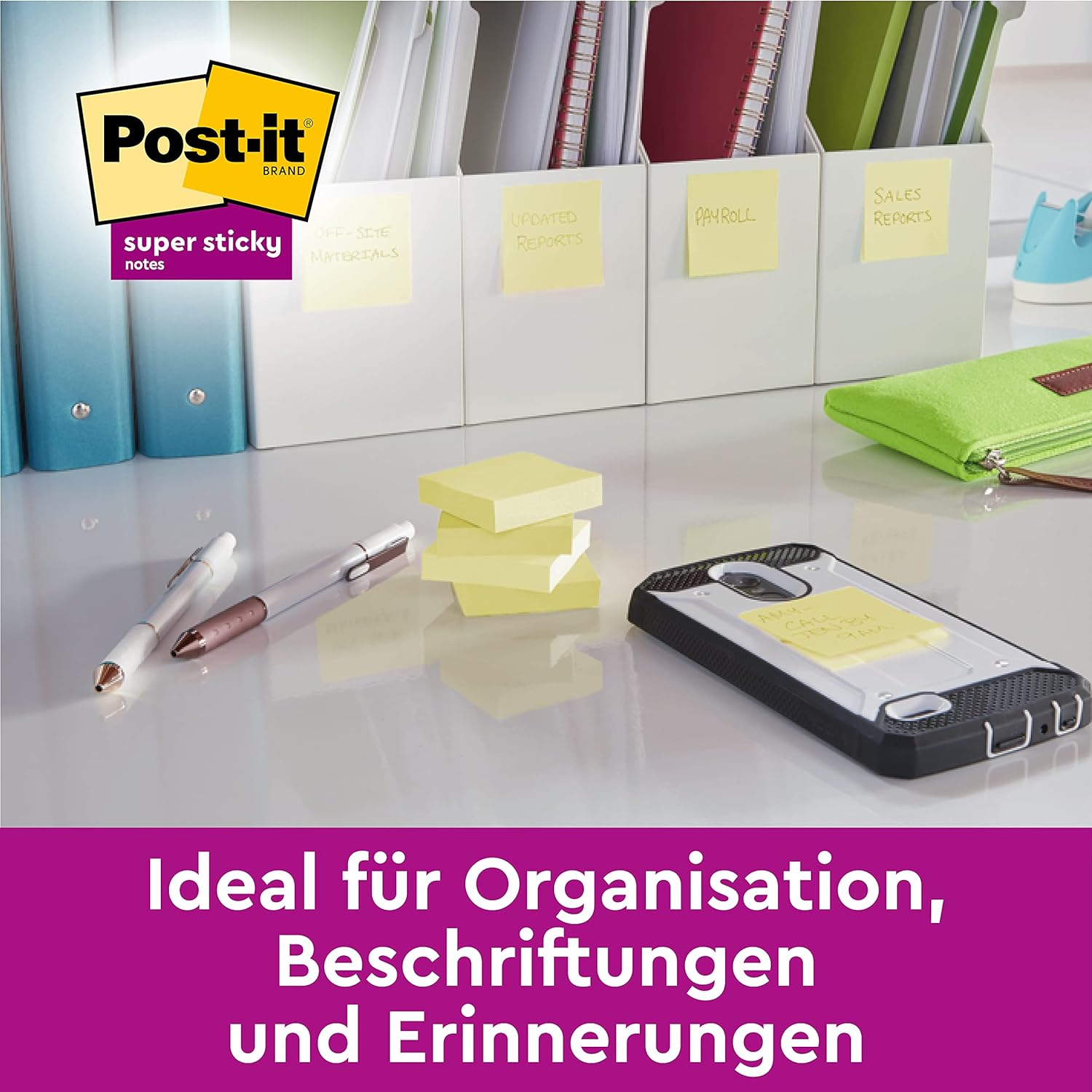 Detalle de Post-it Super Sticky Notes Promotion Kanariengelb – 6 Blöcke, 90 Blatt je Block