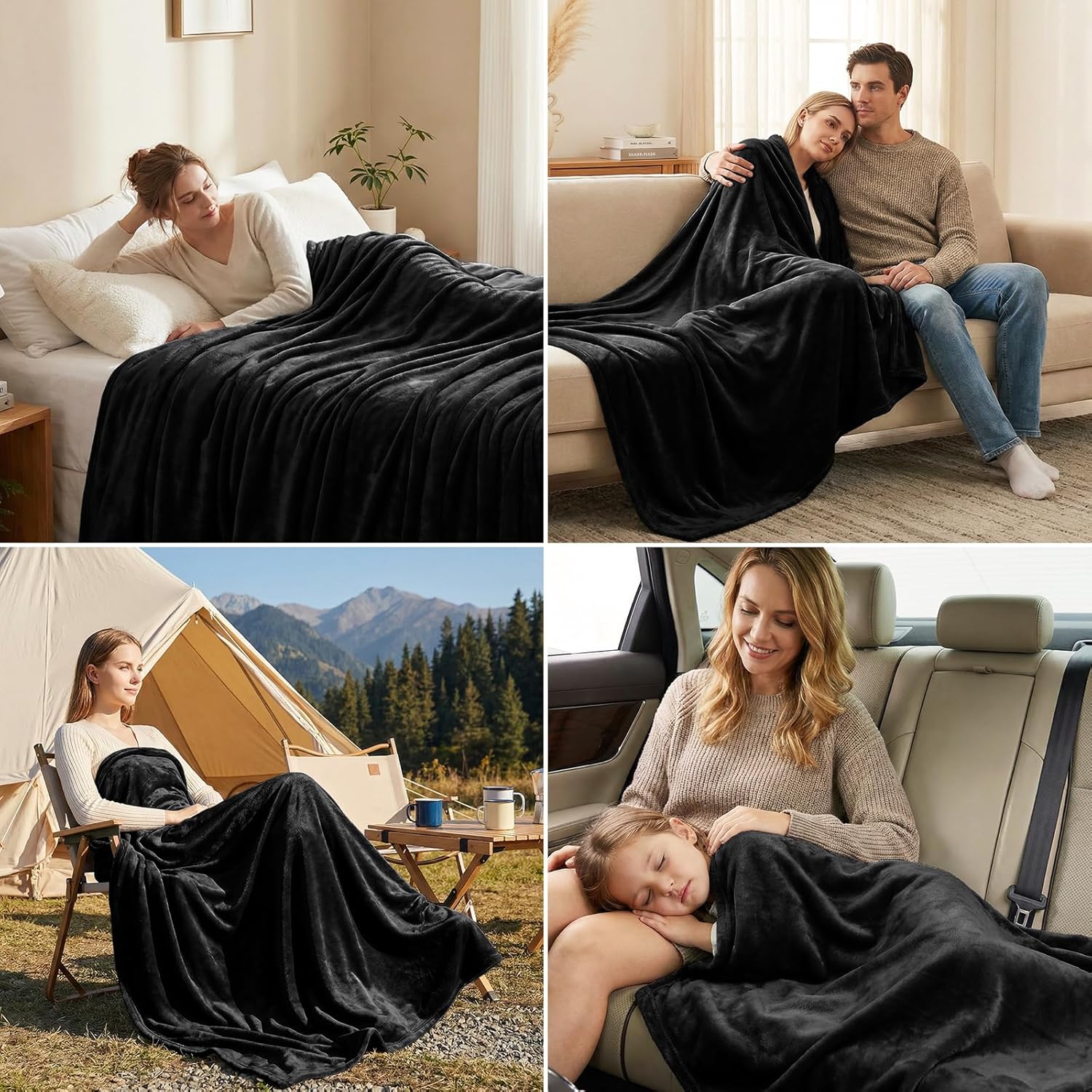 Thumbnail 4 de CozyLux Flauschdecke 150x200 cm (XL) aus Flanell – warme Kuscheldecke für Sofa und Bett, schwarz