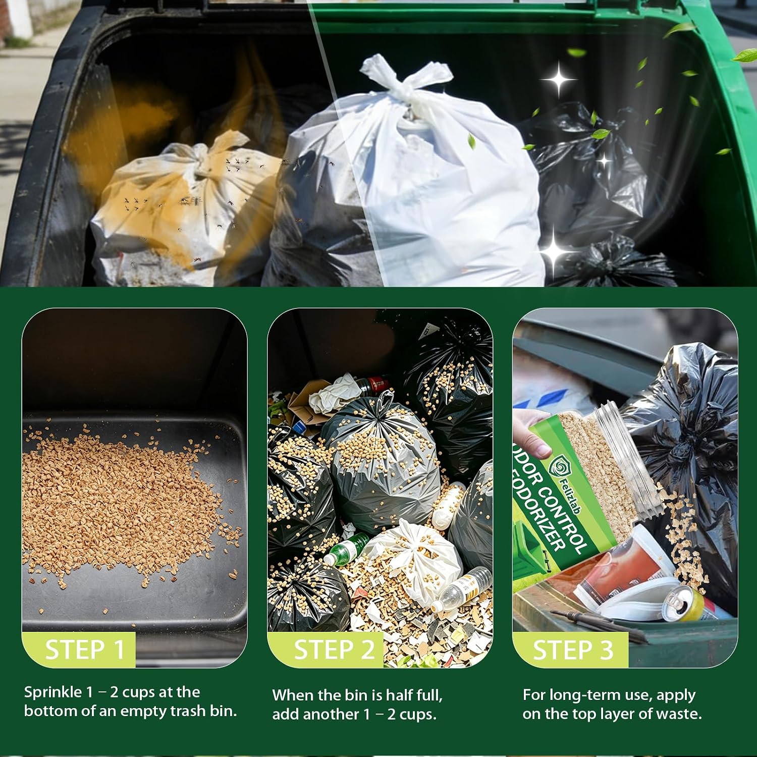 Detalle de Felizlab Outdoor Trash Can Deodorizer, 1.5 lbs