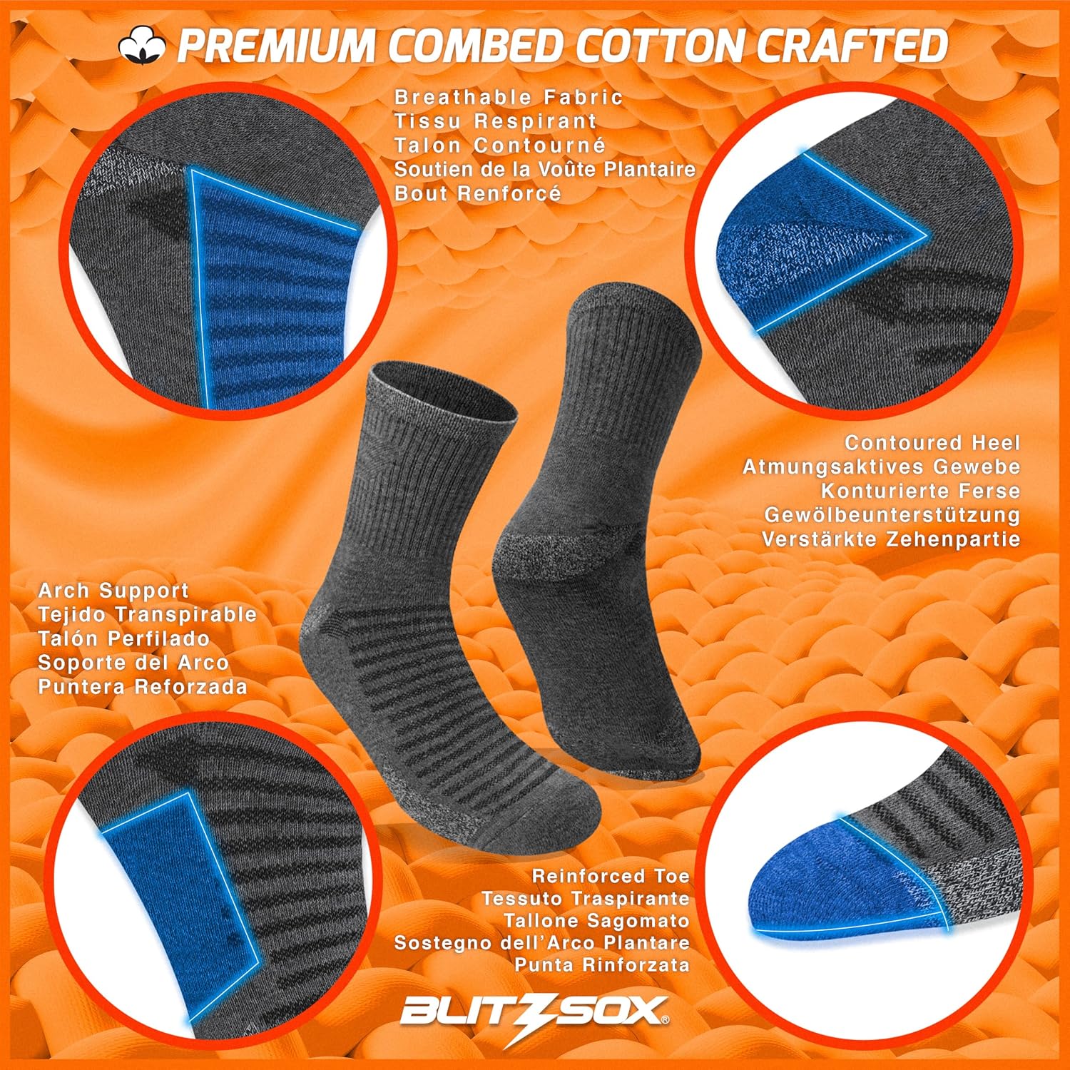 Thumbnail 2 de BLITZSOX Calcetines Deportivos Hombre 6 pares