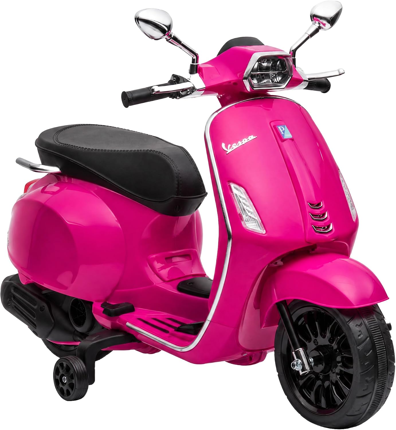 Detalle de AIYAPLAY 370-320V90DG Vespa-kinderstep, 6 V, roze, met FM-radio en USB