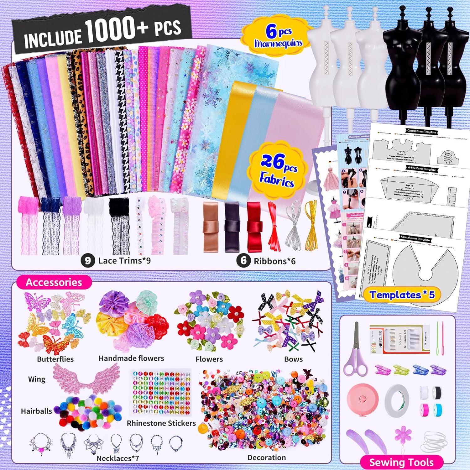 Thumbnail 2 de ONE TO FOUR 800+Pcs Fashion Designer Kit for Girls with 6 Mannequins